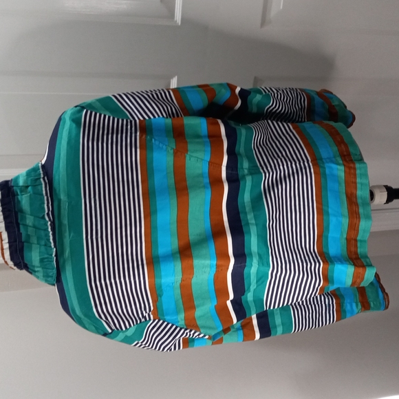 Striped Jacket, Draw String Collar W/ Snap up Sleeves Sz XL - Picture 5 of 8